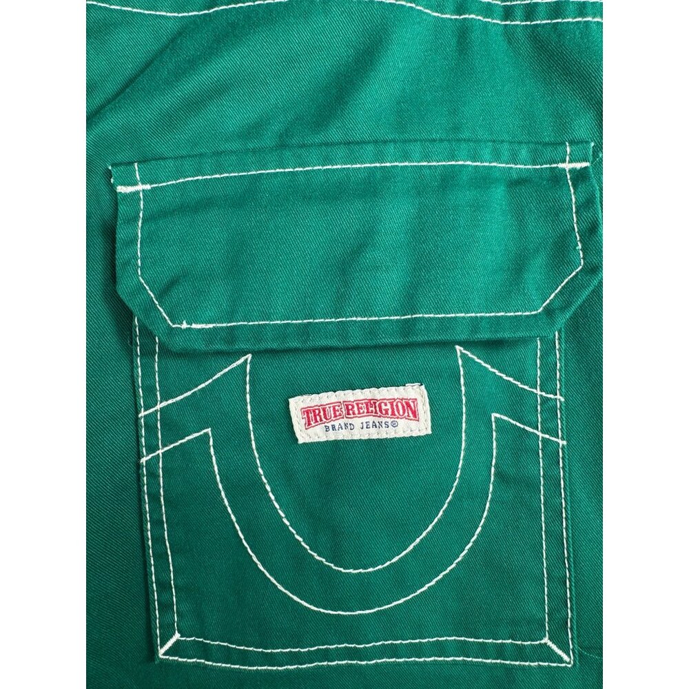 True Religion Military Single‎ needle Cargo Pants Aventurine baggy Green sz 29 - Picture 8 of 10